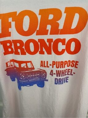 Junk food clothing Ford Bronco Graphic Tee in White with Orange and Blue Print